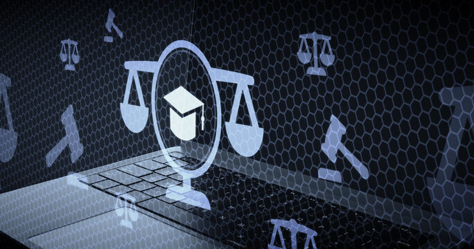 Derecho educativo y legislaci&oacute;n escolar concepto de normativas acad&eacute;micas y balanza de justicia digital