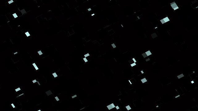 4k Abstract pixel animation multicolored digital background,geometric of square pattern moving with black background.