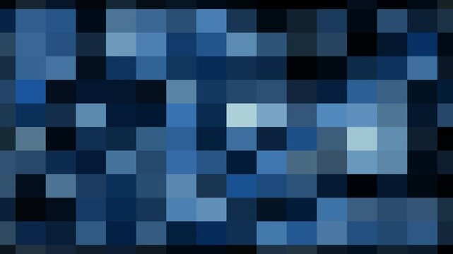 Blue pixelated abstract background with animated digital squares and tech mosaic pattern.