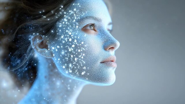A human profile double-exposed with a coal power plant gradually dissolving into solar panels and battery storage units, representing decarbonization and clean energy transition. cinematic color