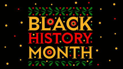 Vibrant black history month celebration text with festive african inspired decorative