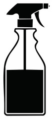 Black and white silhouette icon of a trigger spray bottle for cleaning