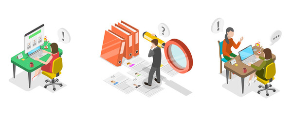 3D Isometric Flat  Illustration of Job Interview, Recruitment Agency, HR as Human Resources