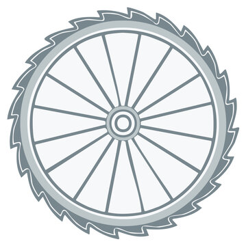 Sharp circular saw blade wheel with spokes, a conceptual vector icon illustration of an industrial gear