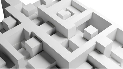 Complex maze structure isolated on transparent background isolated on white background