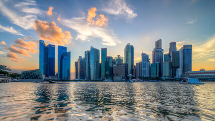 Singapore Marina Bay Skyline Sunset with Skyscraper Cluster © QuachVan