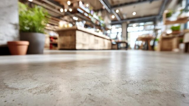 Medium shot of composite resilient flooring showcasing its seamless finish and robust texture in a modern interior setting.
