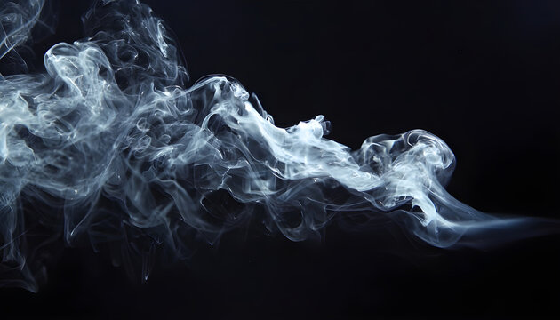 Ethereal smoke dancing in slow motion on black background