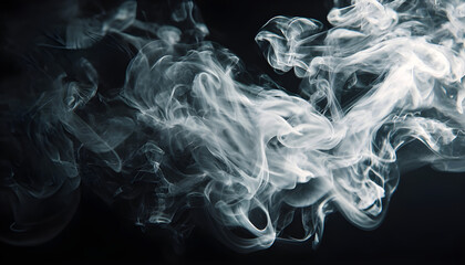 Fototapeta premium Ethereal smoke dancing in slow motion on black background