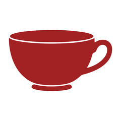 A simple red teacup icon with a white outline on a plain background