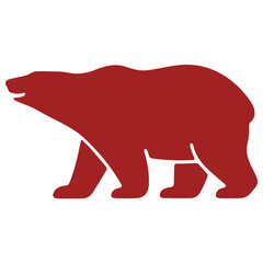 A red bear silhouette icon on a white background