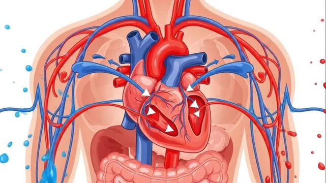 Human Heart and Circulatory System Blood Flow Animation Diagram