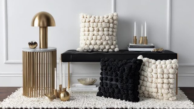 Stylish home interior featuring Schiffliembellished throw pillows and cushions adding a refined touch to modern decor