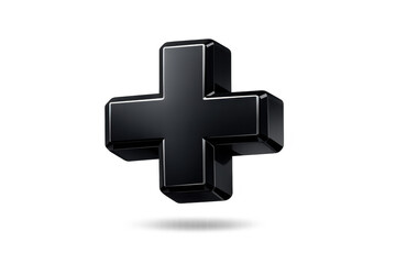 Obraz premium Glossy Plus Sign on Transparent Background - Rendered 3D Black Symbol
