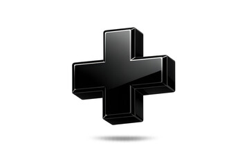 Obraz premium Shiny dark cross isolated on transparent background, plus symbol icon.