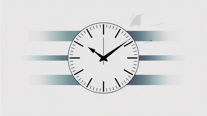 Modern clock with dynamic lines on white background for business and time management concepts