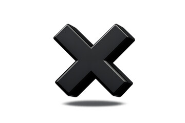 Fototapeta premium Glossy Black 'X' Shape on transparent background illustrative image