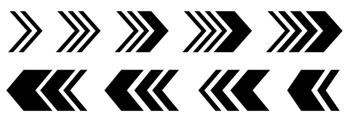 Turn arrow sign, acceleration arrows icon, speed moving