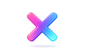 Obraz premium Gradient X Mark Shiny Glossy with Transparent Background Icon Graphic