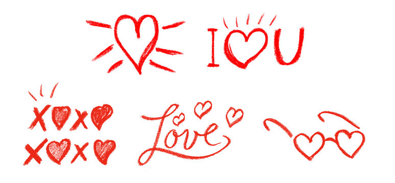 Heart Love Doodle Crayon Chalk Drawing PNG Transparent