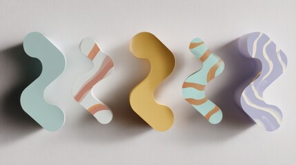 Colorful Abstract Shapes Displayed on White Background for Design