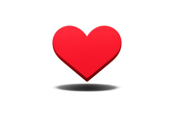 3D red heart with soft shadow, transparent background vector image.
