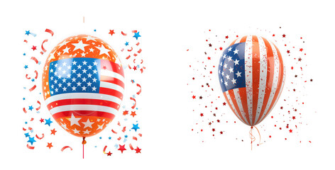 american flag balloons with confetti on transparent background high quality professional detailed modern elegant stylish clean