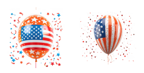 american flag balloons with confetti on transparent background high quality professional detailed modern elegant stylish clean