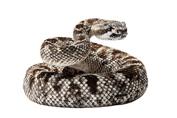 Obraz premium Rattlesnake coiled against black isolated on transparent background