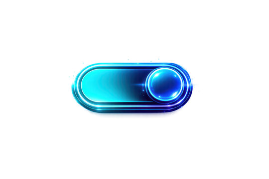 Glowing Neon Toggle Switch with transparent background, cyan and blue