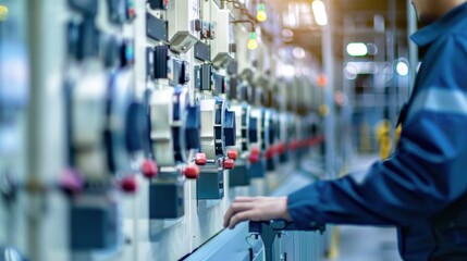 Control Room Operator Adjusting Power Distribution Equipment