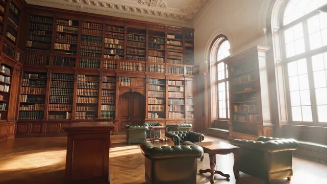 Elegant Library Interior - A Serene Space for Reading and Research.