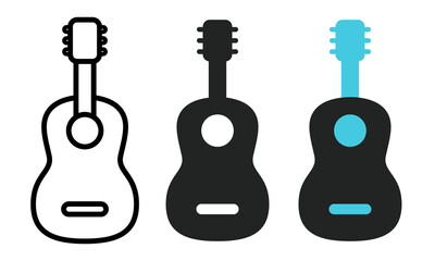 Guitar. Vector flat icons set isolated on white background.