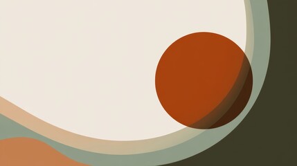 Abstract Composition with Curves and Shapes in Earthy Tones