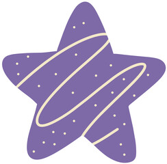 Fototapeta premium A star-shaped cookie decorated in purple glaze, reflecting creativity and whimsical dessert design.