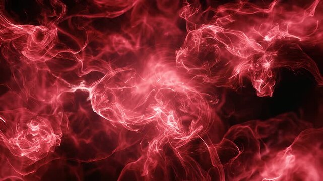 Ultra HD Dynamic red smoke abstract background with flowing ethereal patterns and glowing energy on dark video