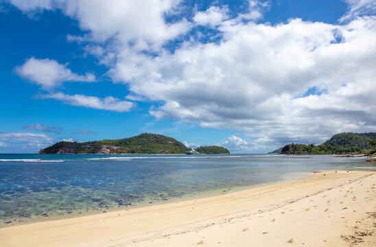 Island Therese in front of the Island Mahe, Republic of Seychelles, Africa.