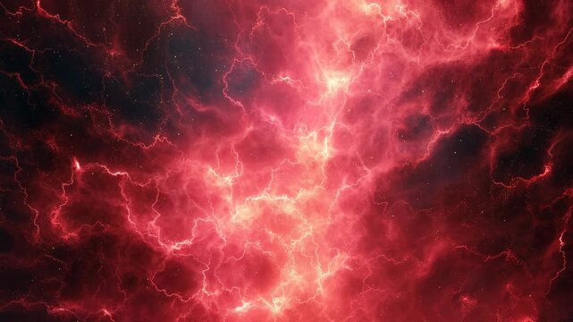 Ultra HD Vibrant red cosmic nebula with glowing energy and stars in deep space abstract background, dynamic celestial phenomenon video