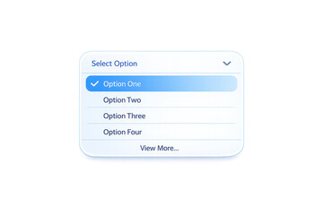 Dropdown menu choices on a transparent background for interface mockups.