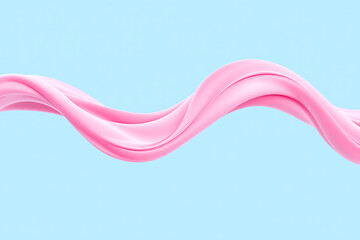 Smooth pink creamy liquid wave flowing gracefully against a light blue background