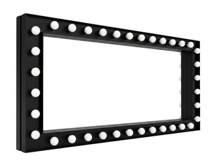 Obraz premium Black vanity mirror frame with lights isolated on transparent background