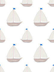 Seamless sailboat pattern for marine themed boys nursery and textile © Anada77
