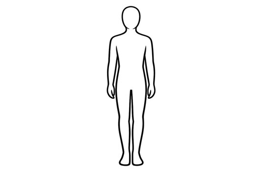 Standing figure outline on a transparent background for your designs.