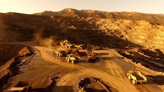 Aerial Shot of Gold Mine in Mountains