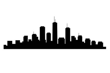 Cityscape silhouette art with transparent background for graphics use.