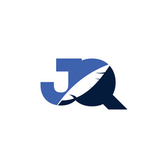 Obraz premium Abstract JQ QJ Feather Letter Logo with Modern Design