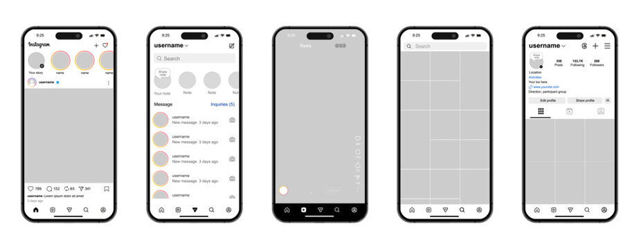 New 2026 Instagram mockup interface. New Instagram social media features design. Instagram new update template