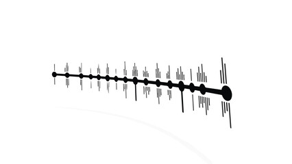 Black and white dipole antenna radio communication equipment illustration on white background