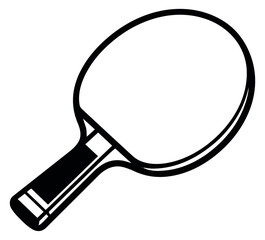 Hand drawn line art illustration of a table tennis paddle depicting sports equipment for games and recreation