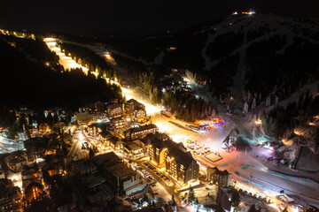 Aerial view on Kopaonik ski resort at night